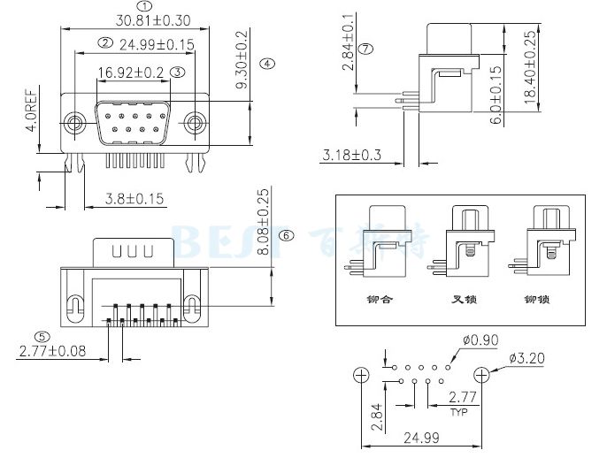 DB連接器DR-9P-04 DB連接器DR-9P-04